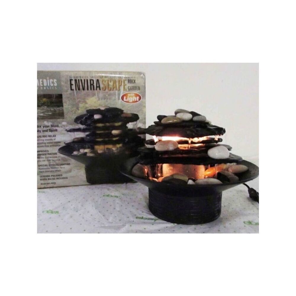 Homedics EnviraScape Rock Garden Light Illuminated Tabletop Relaxation Fountain